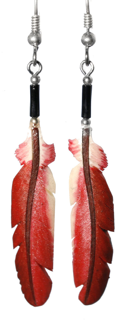 Cardinal | Bone Feather Earrings
