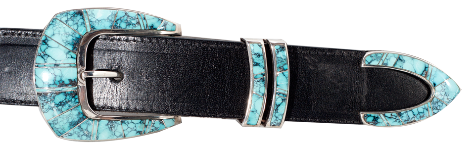 BG Mudd Chinese Turquoise 1"1/4 Inlaid Ranger Belt Buckle