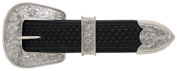 Western Silver Belt Black
