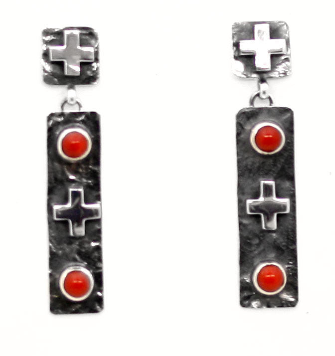 Traditional Sterling Silver Coral Earrings