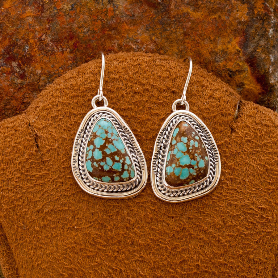 Teardrop Number 8 Turquoise Sterling Silver Earrings