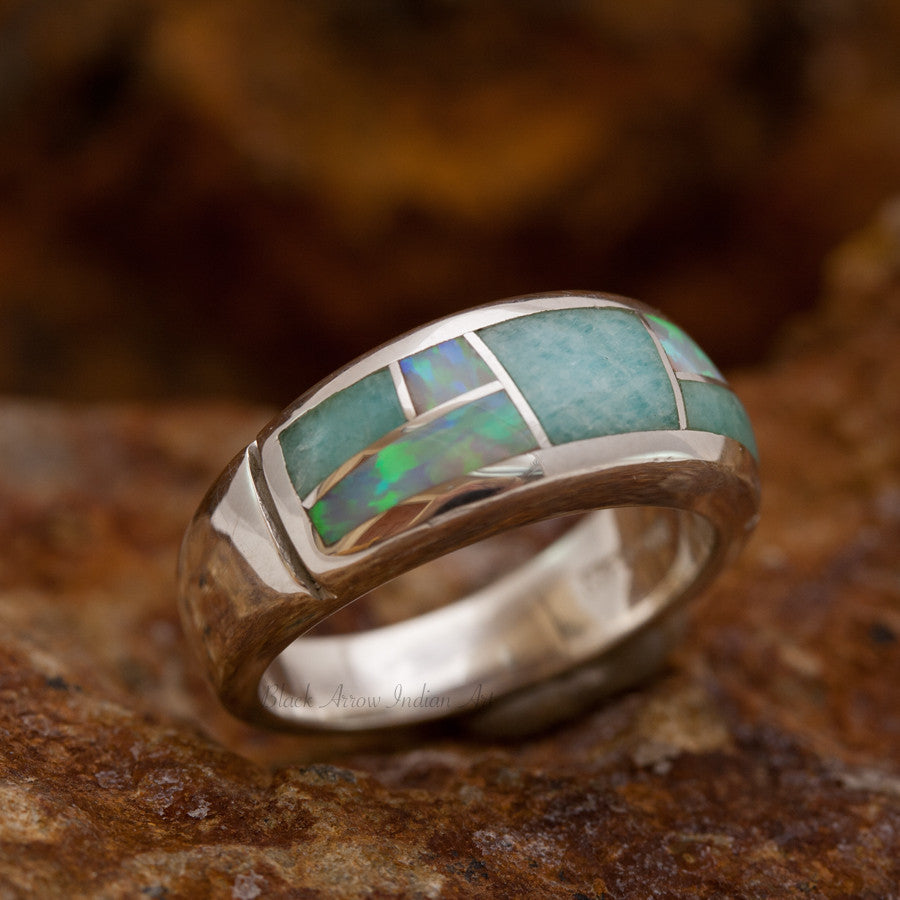 David Rosales Amazing Light Inlaid Sterling Silver Ring
