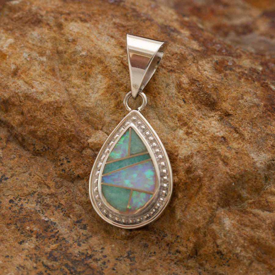 David Rosales Amazing Light Inlaid Sterling Silver Pendant