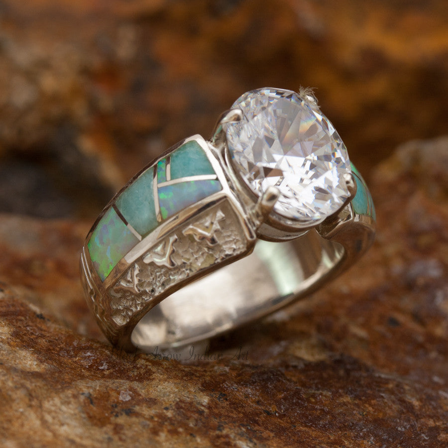 David Rosales Amazing Light Inlaid Sterling Silver Ring