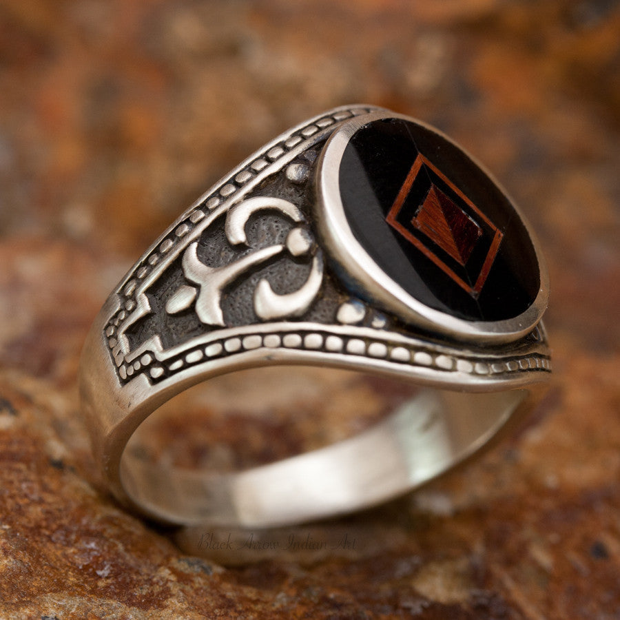 David Rosales Black Tiger Inlaid Sterling Silver Bounty Ring