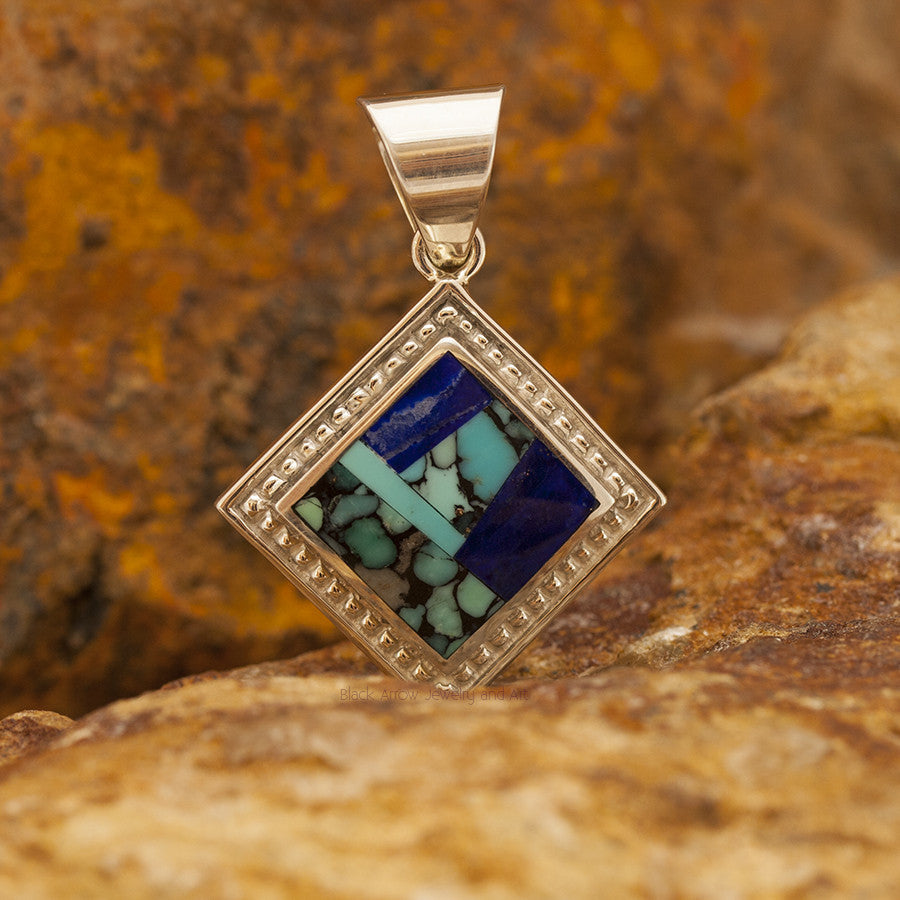 David Rosales Blue MountainInlaid Sterling Silver Pendant