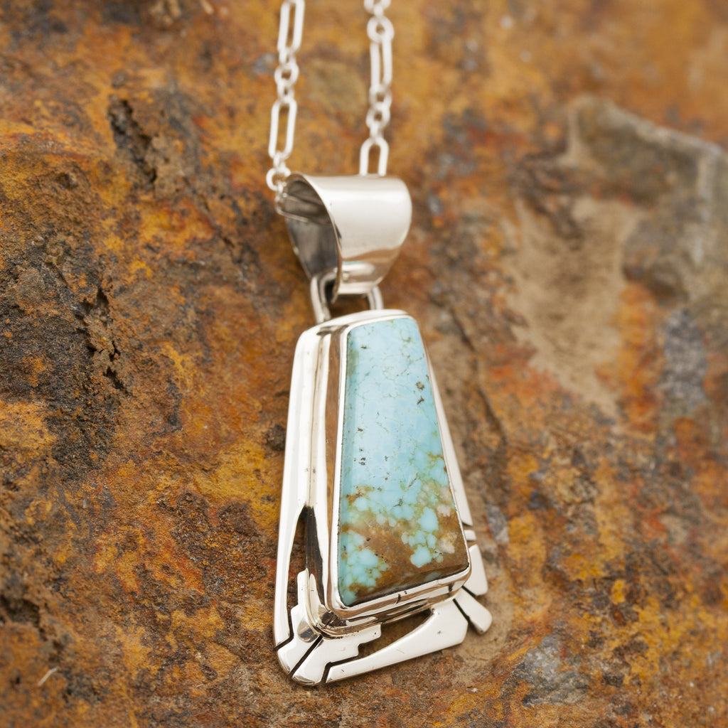 Triangular Number 8 Turquoise Sterling Silver Pendant
