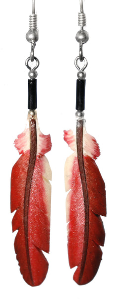 Cardinal | Bone Feather Earrings