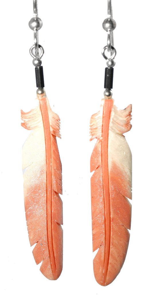 Flamingo | Bone Feather Earrings