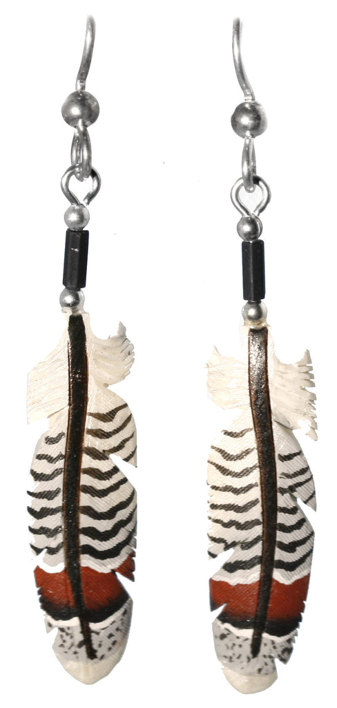 Gray Partridge | Bone Feather Earrings
