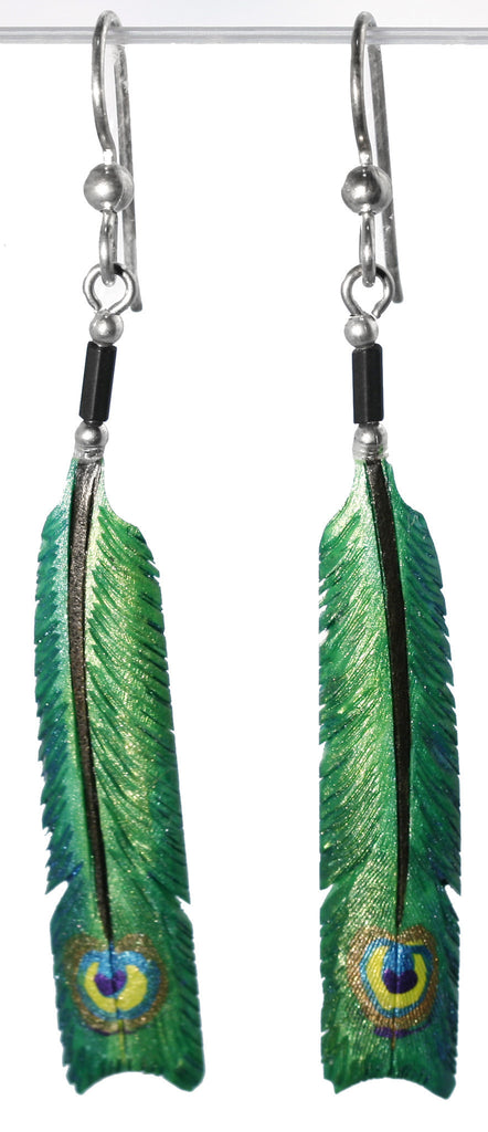 Peacock | Bone Feather Earrings