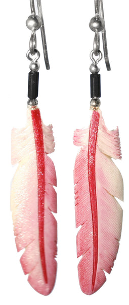 Roseate Spoonbill | Bone Feather Earrings