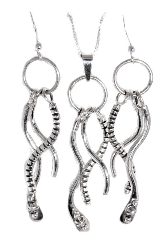 Sterling Silver Pendant and Earring Set