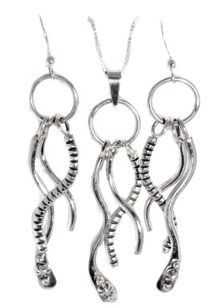 Sterling Silver Pendant and Earring Set