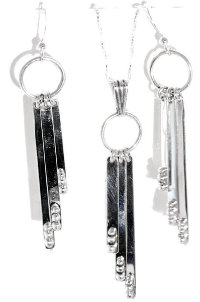 Sterling Silver Pendant and Earring Set