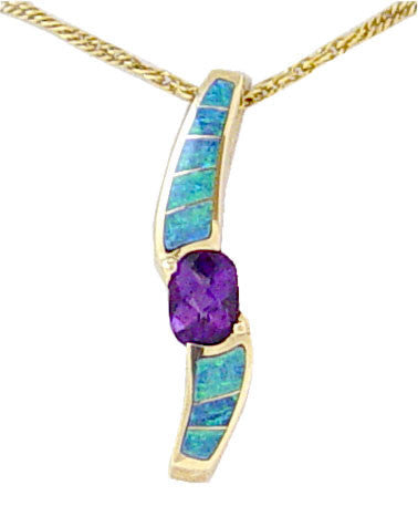 14kt Gold Amethyst and Opal Pendant - GLC273A
