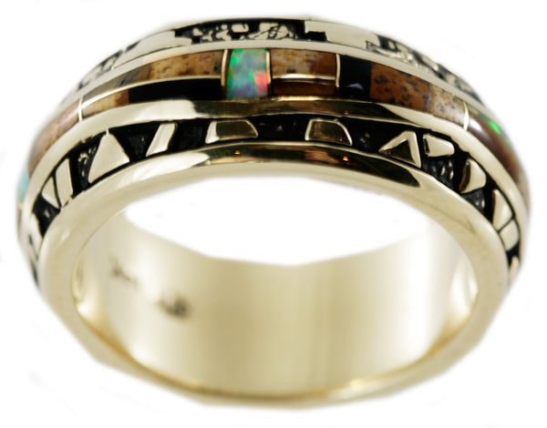 14kt Gold Picture Jasper Ring - GLC1100B