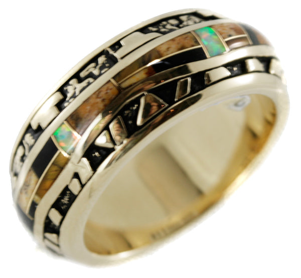 14kt Gold Picture Jasper Ring - GLC1100B