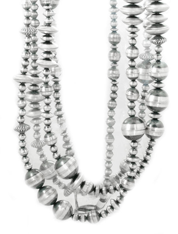 Traditional Sterling Silver Antiqued Beaded Necklace