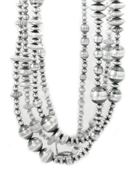 Traditional Sterling Silver Antiqued Beaded Necklace