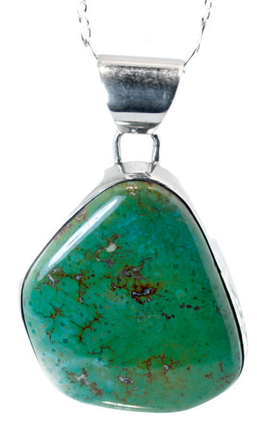 Aaron Toadlena Whole Crow Springs Turquoise Sterling Silver Pendant