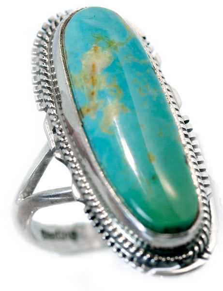 Aaron Toadlena Crow Springs Turquoise Sterling Silver Ring SIZE 6.25