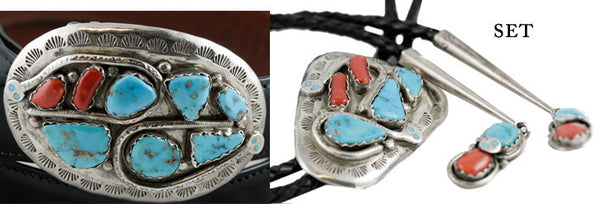 Zuni Bolo and Buckle Set - Sterling Silver
