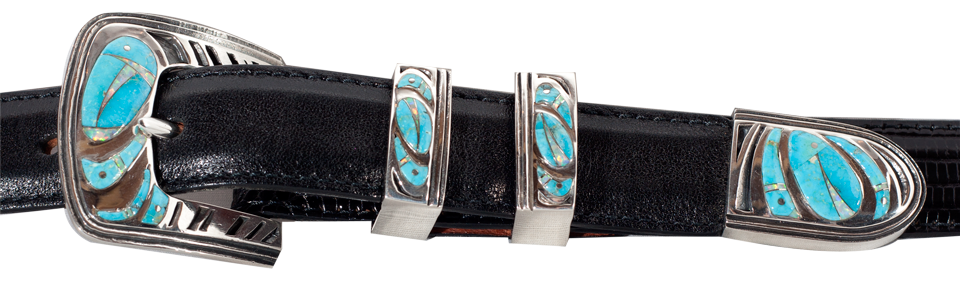 GL Miller Turquoise & Opal 1" Ranger Belt Buckle