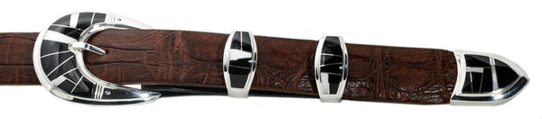 Supersmith Black Jade & Pearl 1" Inlaid Ranger Belt Buckle