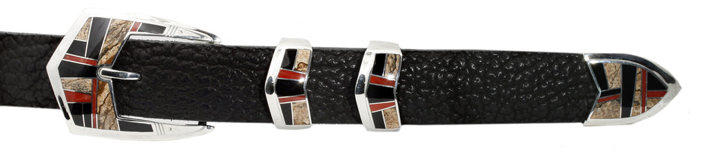Supersmith Stunning Black Jade & Pearl 1" Inlaid Ranger Belt Buckle