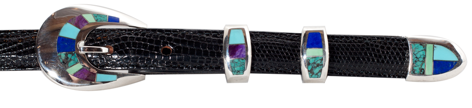 Supersmith Sugulite, Lapis & Turquoise 3/4" Inlaid Ranger Belt Buckle