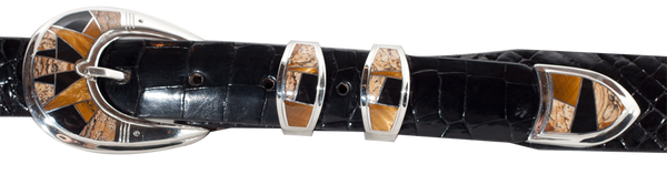 Supersmith Picuture Jasper, Tigers Eye & Jade Inlaid Ranger Belt Buckle