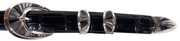 BG Mudd Grey Clam Shell & Black Onyx 1" Inlaid Ranger Belt Buckle