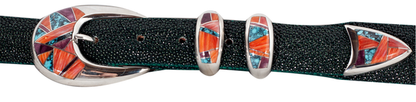 BG Mudd Spiny Oyster & Chinese Turquoise 1" Inlaid Ranger Belt Buckle