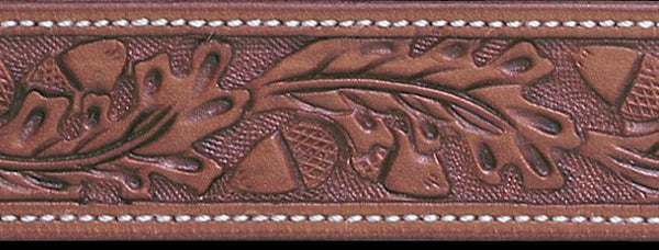 Russet Acorn Hand Tooled Leather Belt Strap