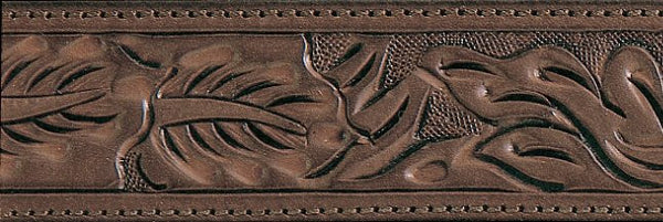Chocolate Floral Hand Tooled Leather Belt Strap