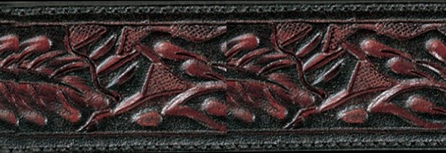 Black Cherry Floral Hand Tooled Leather Belt Strap