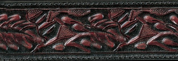 Black Cherry Floral Hand Tooled Leather Belt Strap