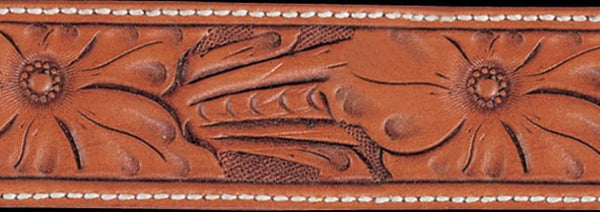 Russet Sheridan Floral Hand Tooled Leather Belt Strap