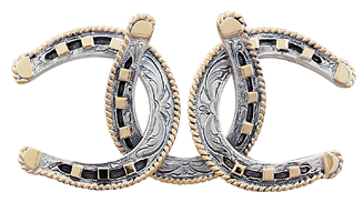 Vogt Silversmiths Triple Horseshoe 4" Trophy Belt Buckle
