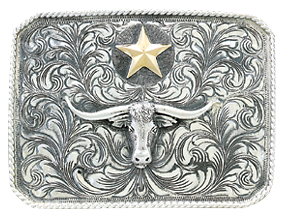 Vogt Silversmiths Longhorn Star Trophy 3 /1/2" Belt Buckle
