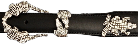Alexander Kalifano Sterling Silver 1" Kissing Alligator Buckle