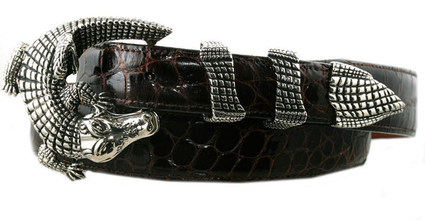 Alexander Kalifano White Bronze 1" Crocodile Belt Buckle