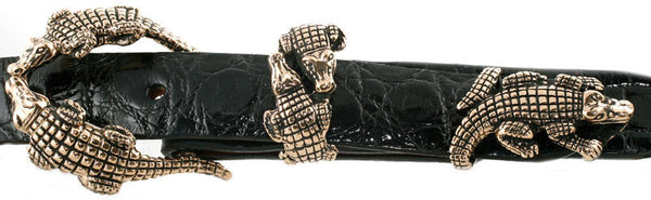 Alexander Kalifano Ancient Bronze 1" Crocodiles  Belt Buckle