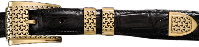 Alexander Kalifano 18kt Gold Plated 1" Basketweave Belt Buckle