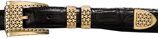 Alexander Kalifano 18kt Gold Plated 1" Basketweave Belt Buckle