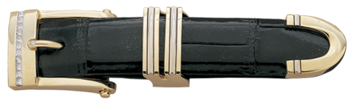 Vogt Silversmiths Diamond and 14kt Gold Streamline 1" Belt Buckle