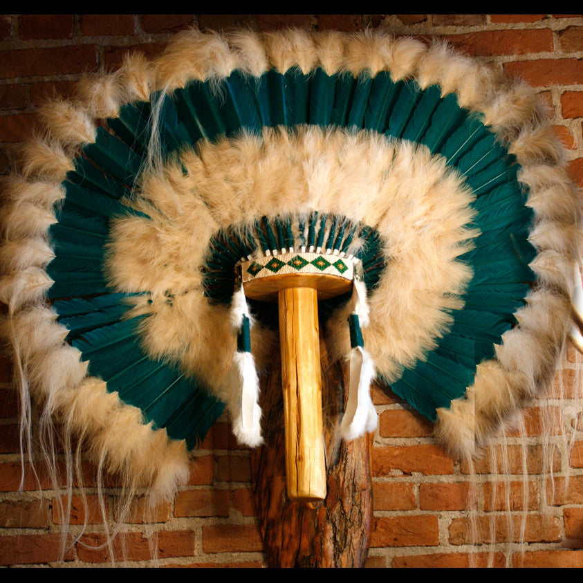 Teal Indian Headdress by Buffy Sam