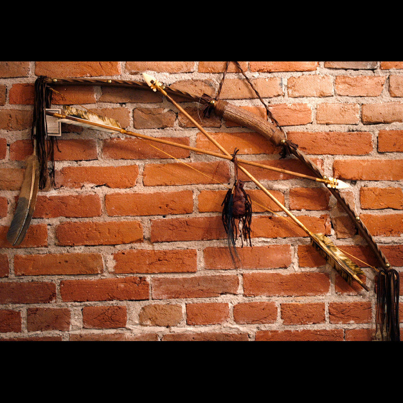 Navajo Buckskin Antler Bow and Arrow