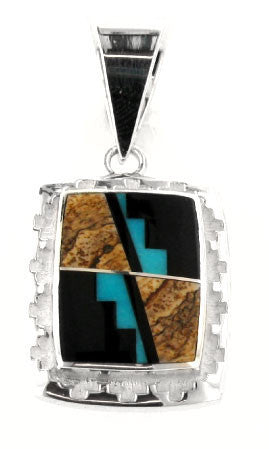 Inlaid Sterling Silver Pendant